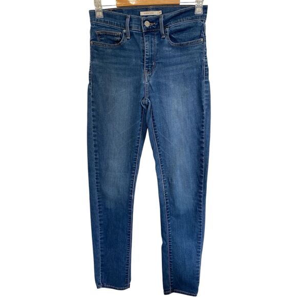 Levis Mid Rise Skinny Faded Blue Denim Jeans Women's Size 28 X 30 (actual 26x30) - Picture 1 of 13